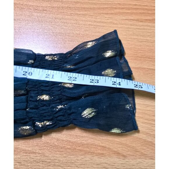 Lane Bryant Womens sz 16 Green and gold long sleeve shirt keyhole gauze rutched - Picture 7 of 14